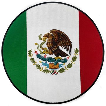 Mexico Flag Round Back Patch Large Embroidered Iron On 