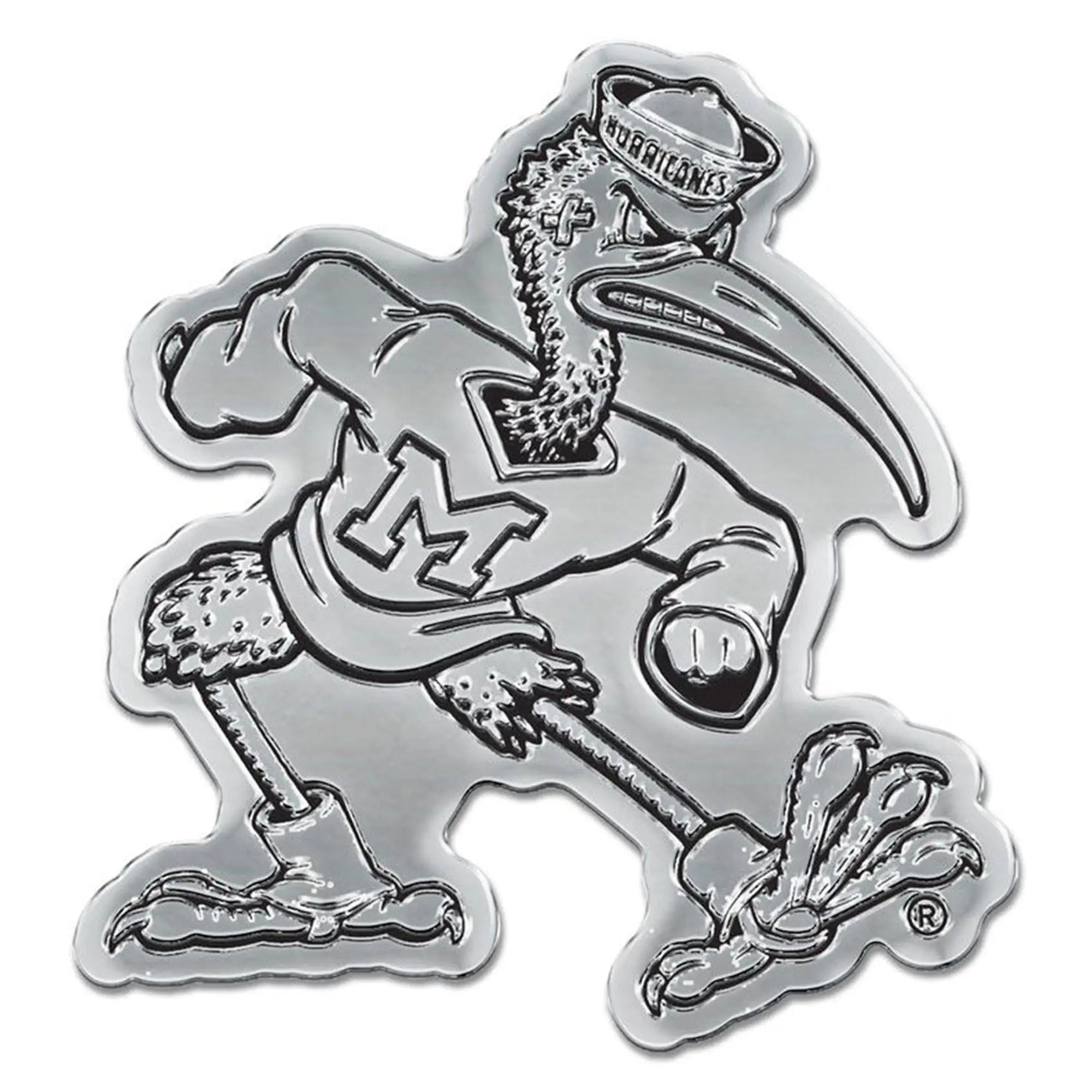 Miami Hurricanes Solid Metal Chrome Emblem 
