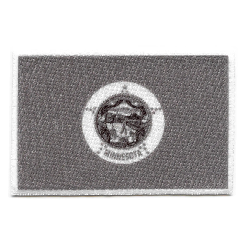 Minnesota Patch State Flag Grayscale Embroidered Iron On 