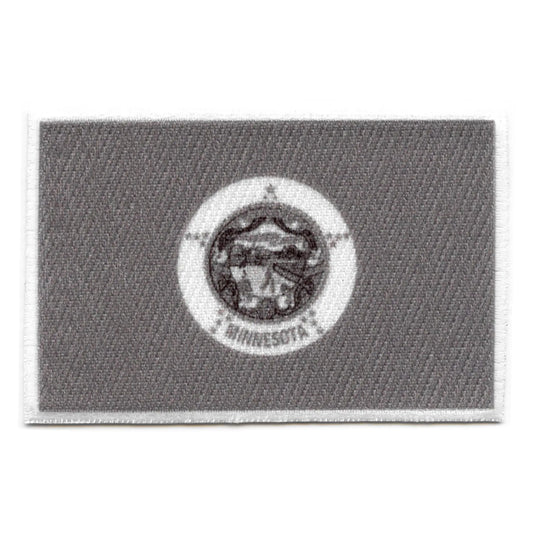 Minnesota Patch State Flag Grayscale Embroidered Iron On 