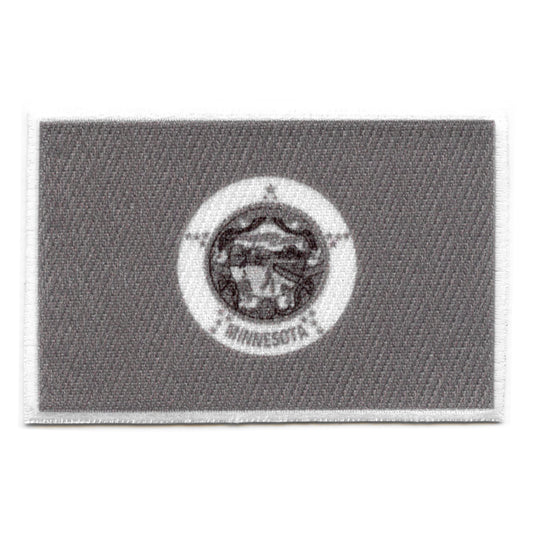 Minnesota Patch State Flag Grayscale Embroidered Iron On 