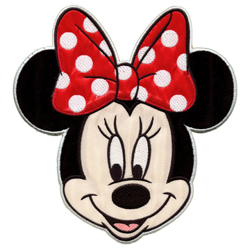 Large Minnie Mouse Head Embroidered Applique Iron On Patch 