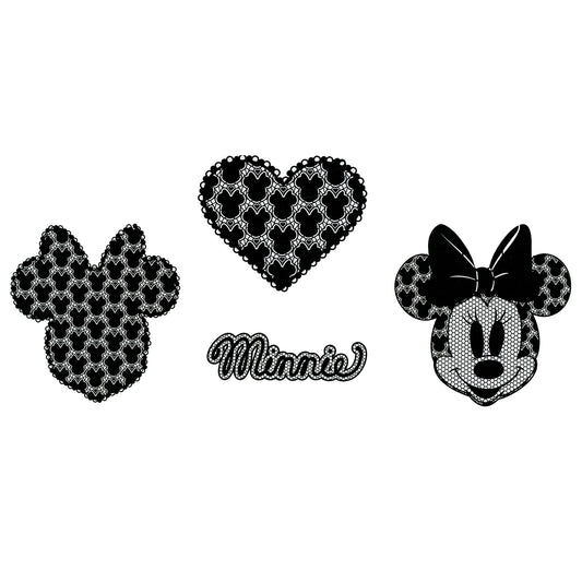 Disney Minnie Mouse Lace Style Iron On Transfer (4pc) 