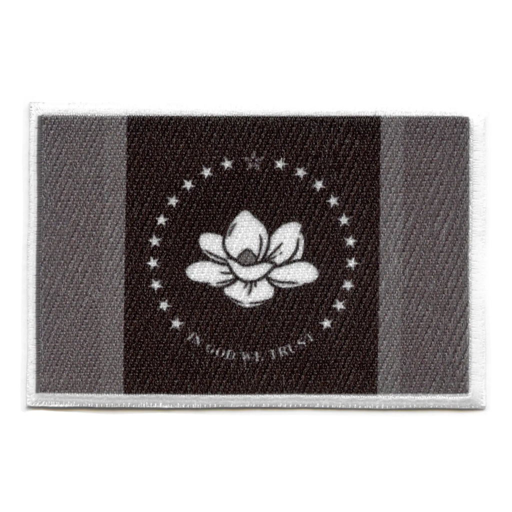 Mississippi Patch State Flag Grayscale Embroidered Iron On 