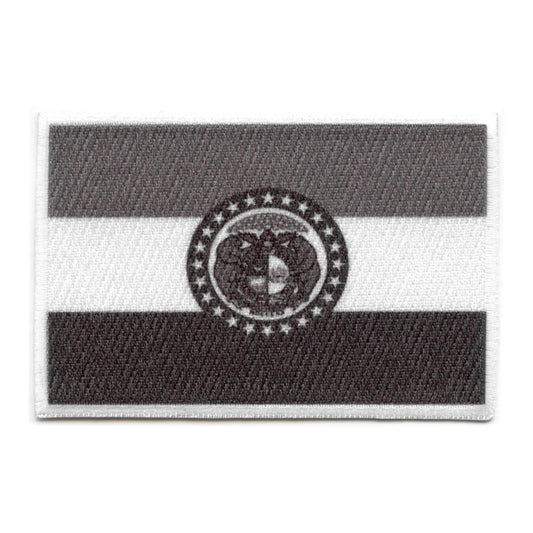 Missouri Patch State Flag Grayscale Embroidered Iron On 