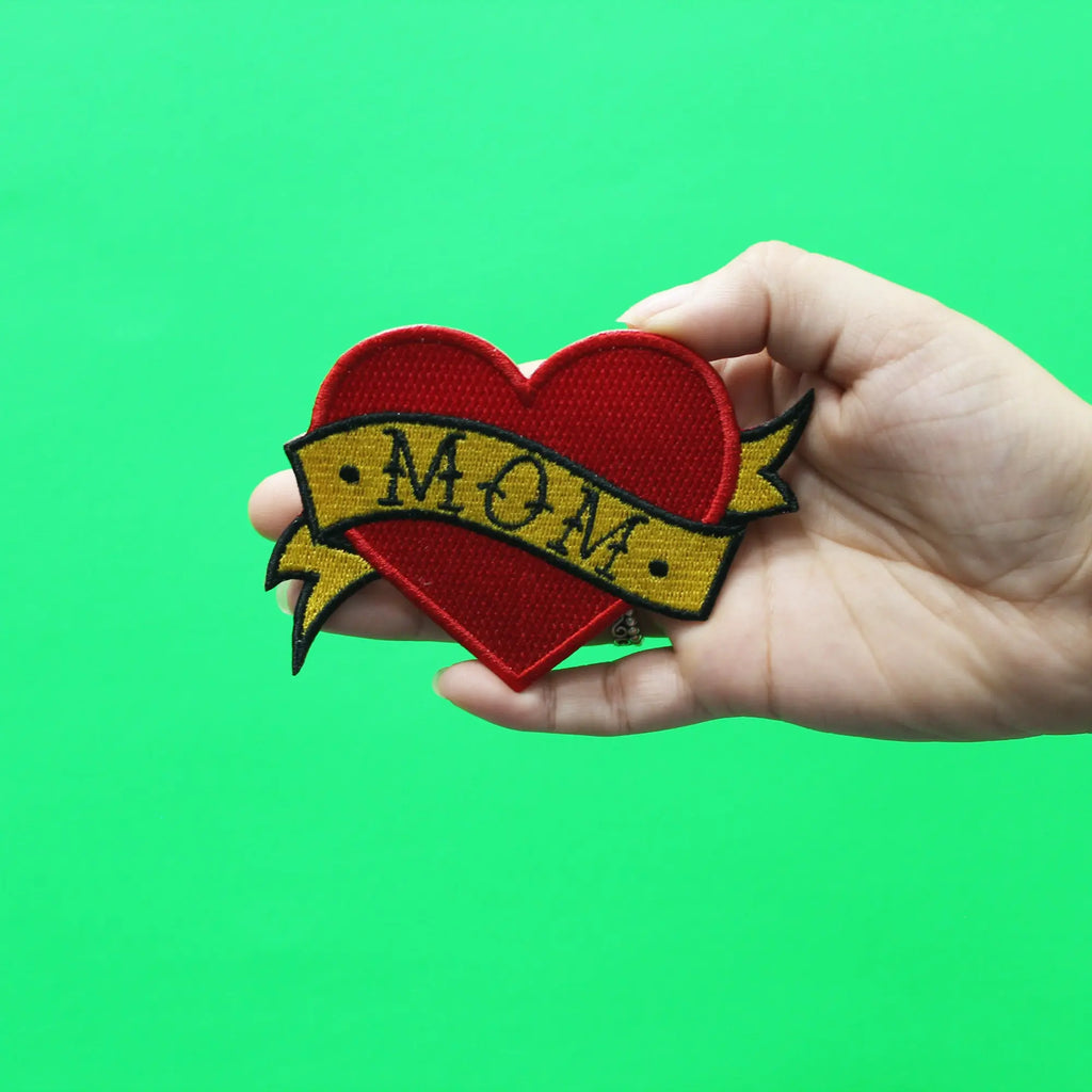 Mom Heart Tattoo Embroidered Iron On Patch