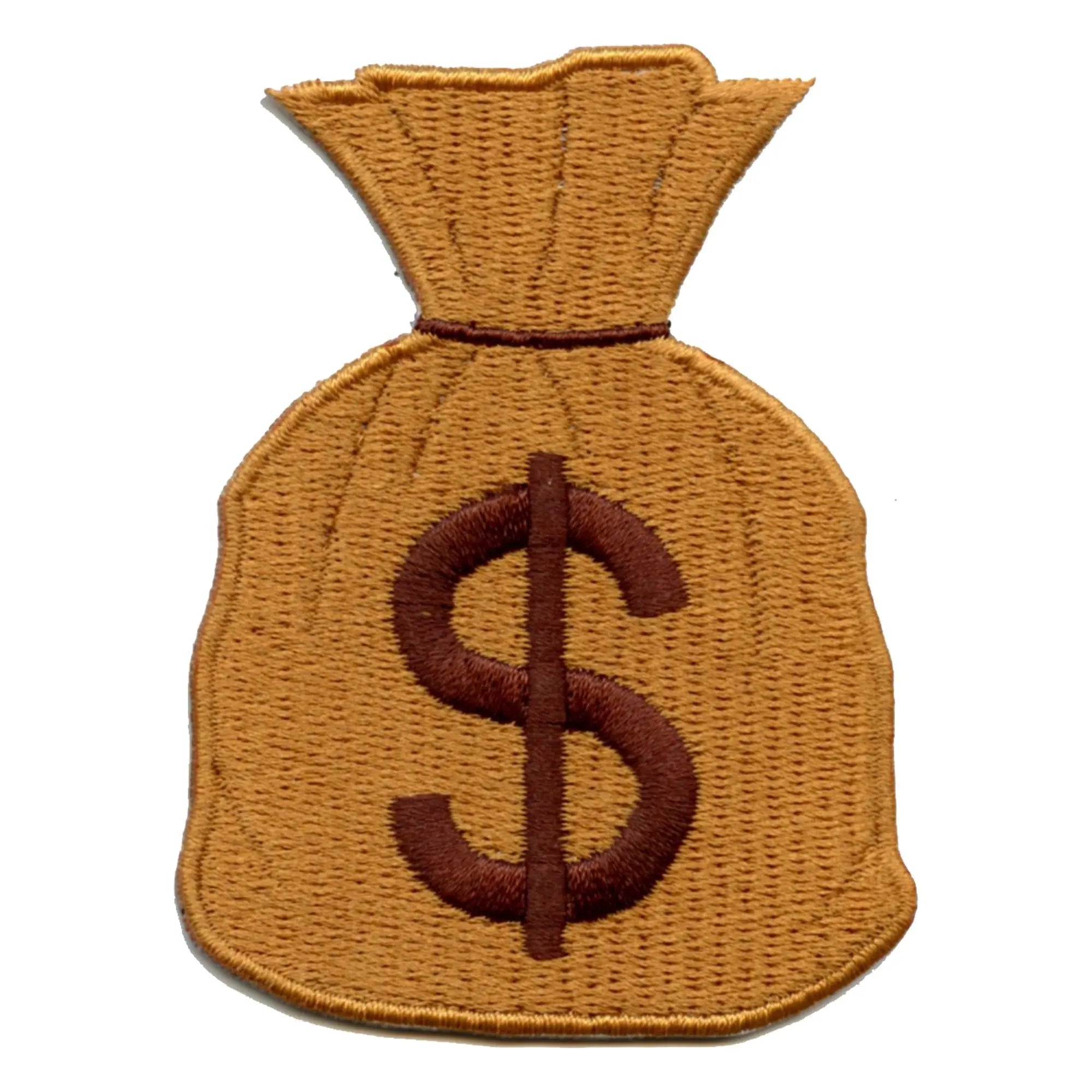 Money Bag Dollar Sign Brown Emoji Iron On Embroidered Patch - LARGE