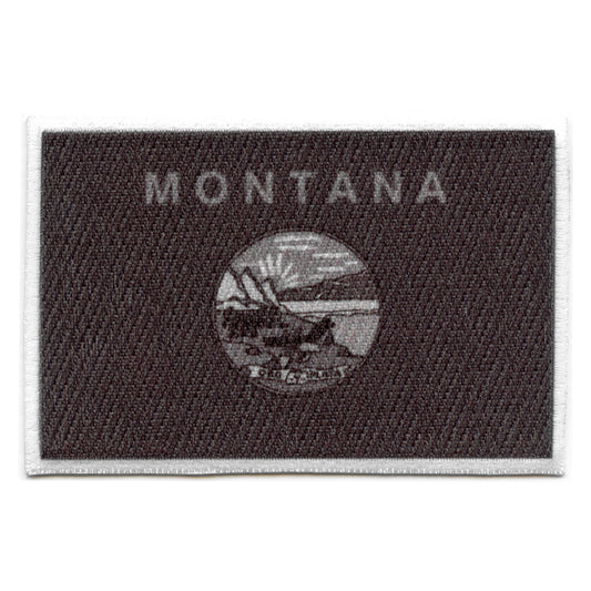 Montana Patch State Flag Grayscale Embroidered Iron On 