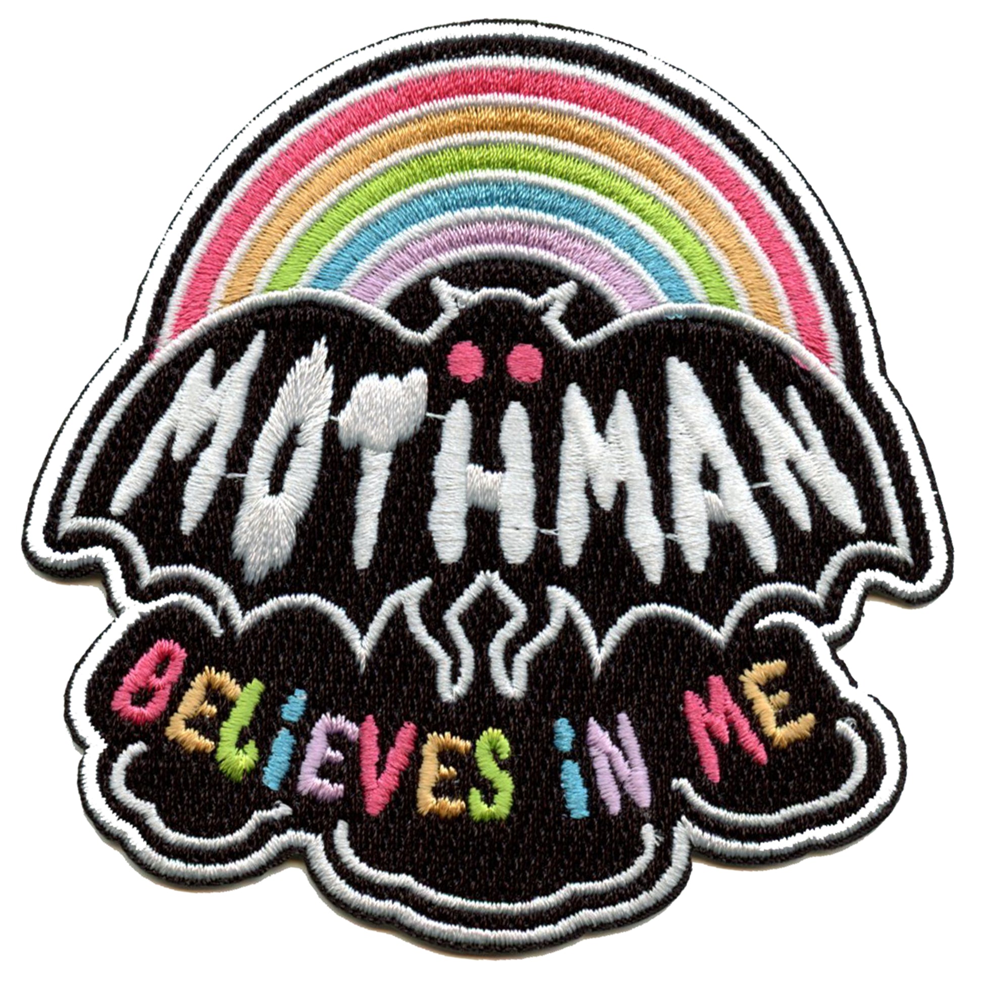 Mothman Believes in Me Rainbow Patch Folklore Mythology Legend Embroidered Iron On