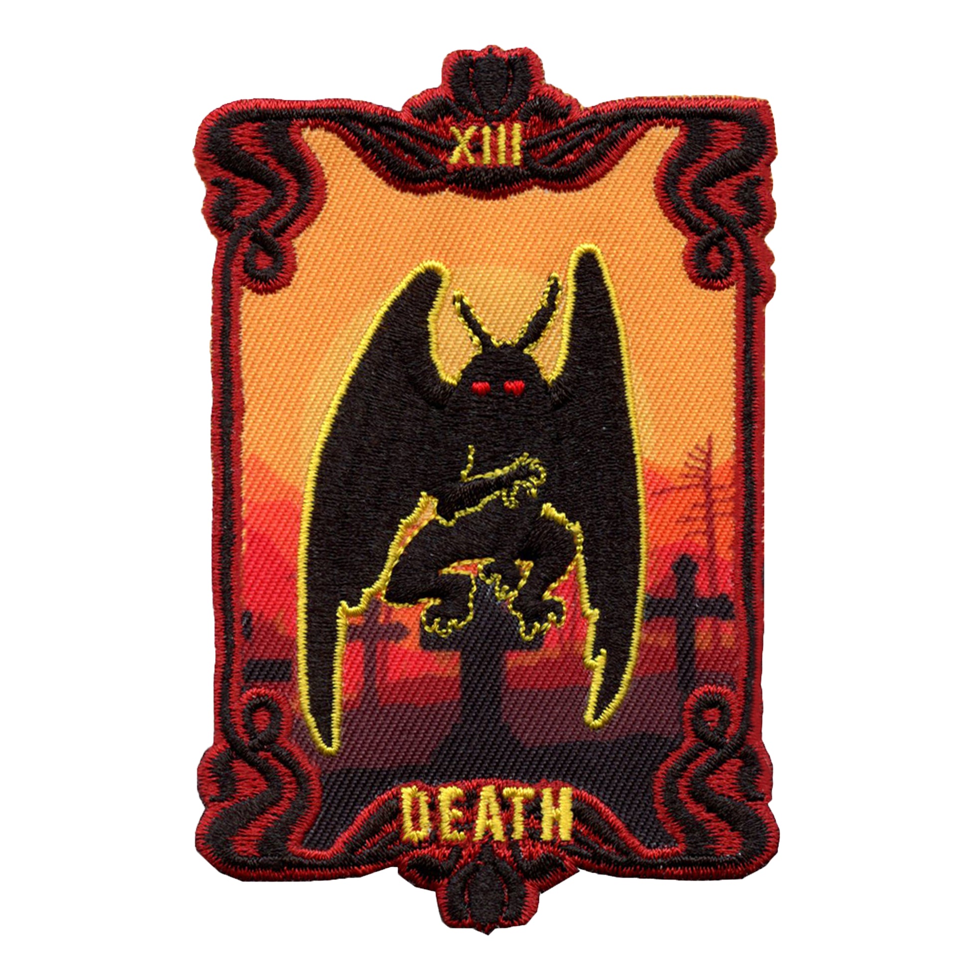 Death Mothman Tarot Card Patch Folklore Mythology Legend Embroidered Iron On