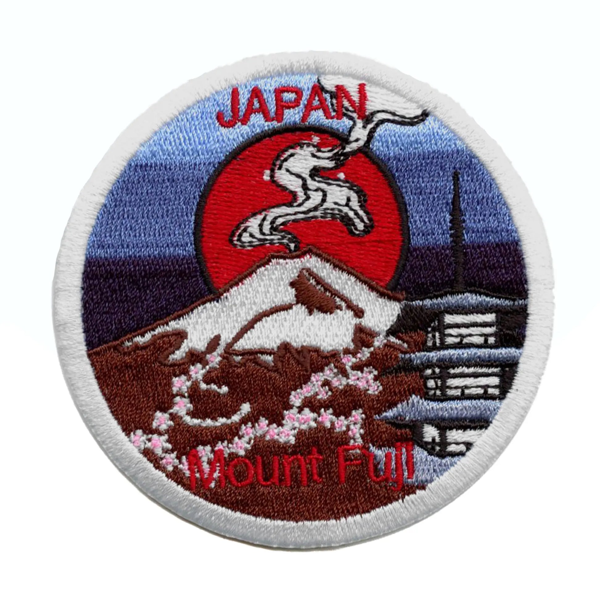 Japan Mount Fuji Travel Patch Cherry Blossom Architecture Embroidered Iron On