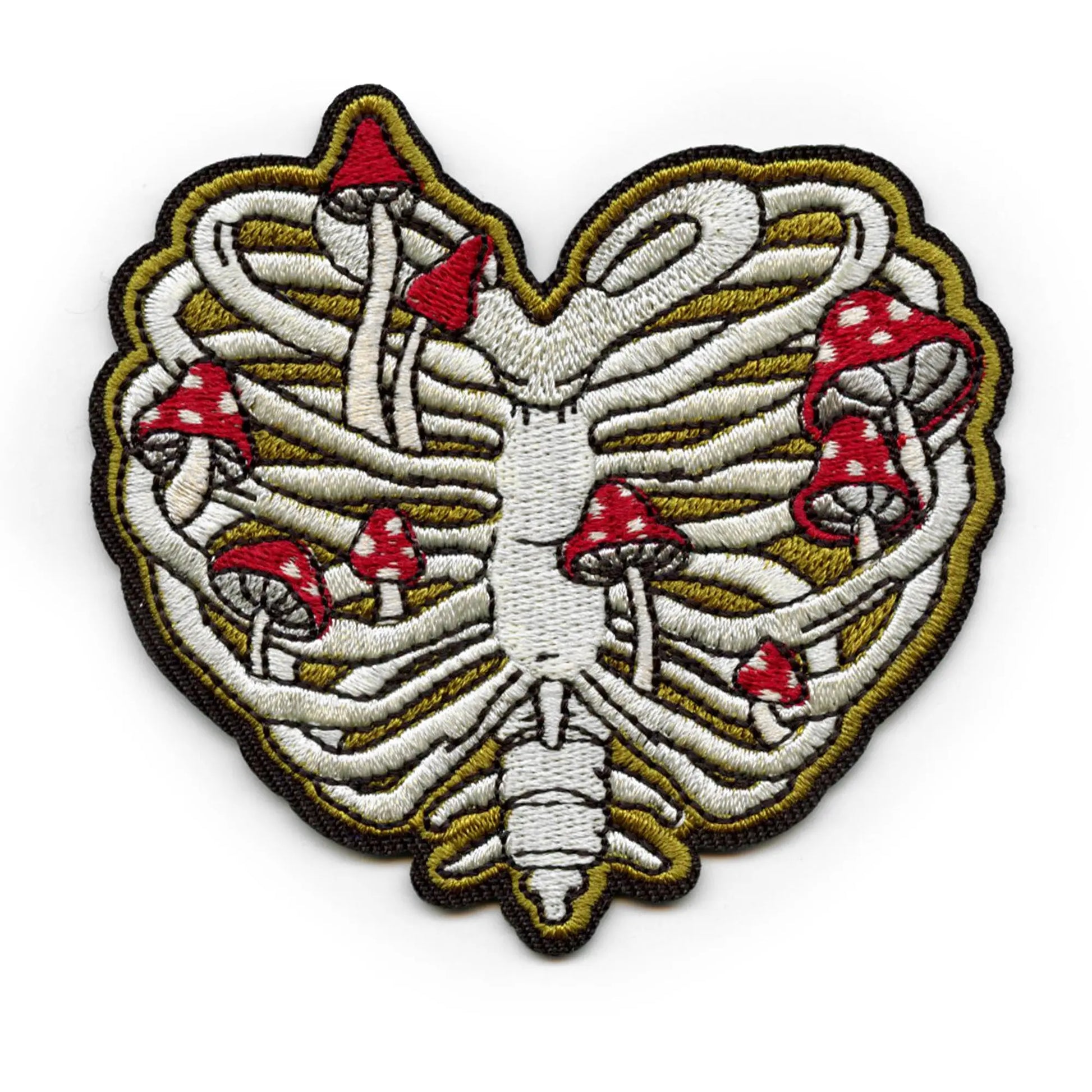 Mushroom Skeleton Rib Cage Patch Nature Bones Lungs Embroidered Iron On
