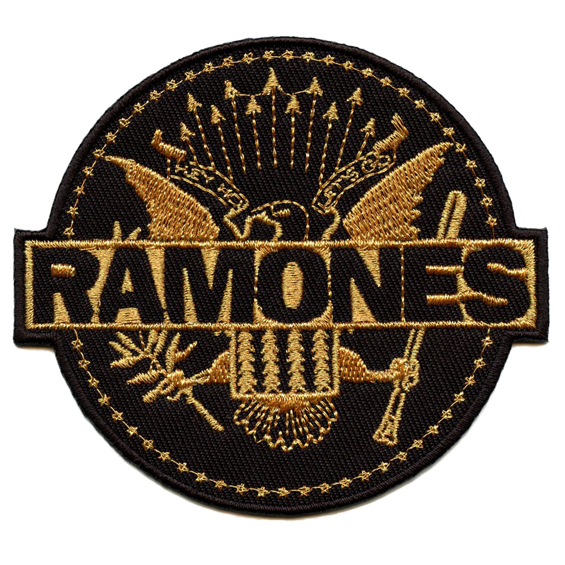 The Ramones Gold Seal Logo Patch Punk Rock Band Embroidered Iron On