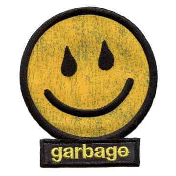 Garbage Distressed Smiley Logo Patch Alternative Rock Band Embroidered Iron On