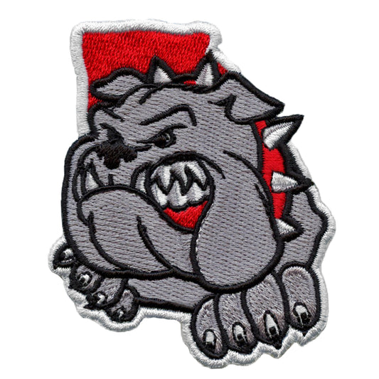 State of Georgia Patch Spiked Collar Bulldog Embroidered Iron On