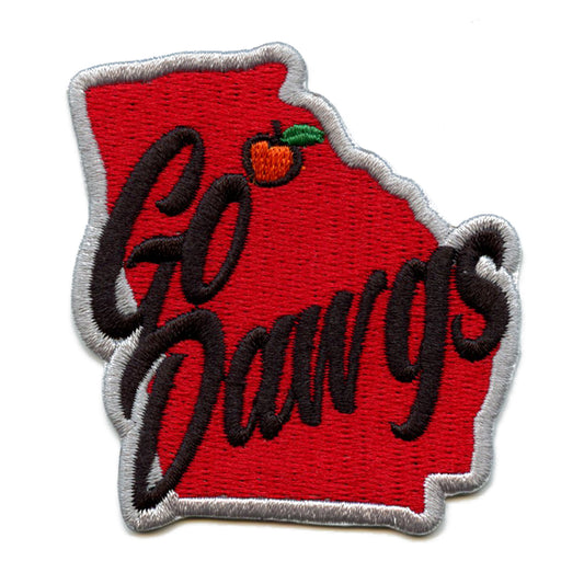 Georgia 'Go Dawgs' Patch Peach College Football State Embroidered Iron On