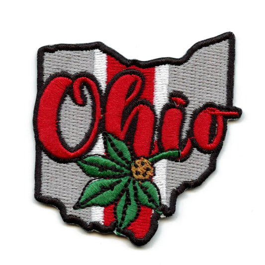 Ohio College Football State Patch Buckeye Embroidered Iron On