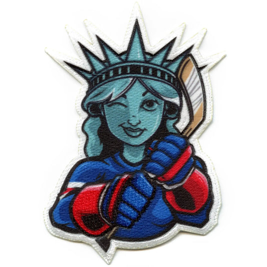 New York Lady Liberty FotoPatch Mascot Hockey Parody Embroidery Iron On 