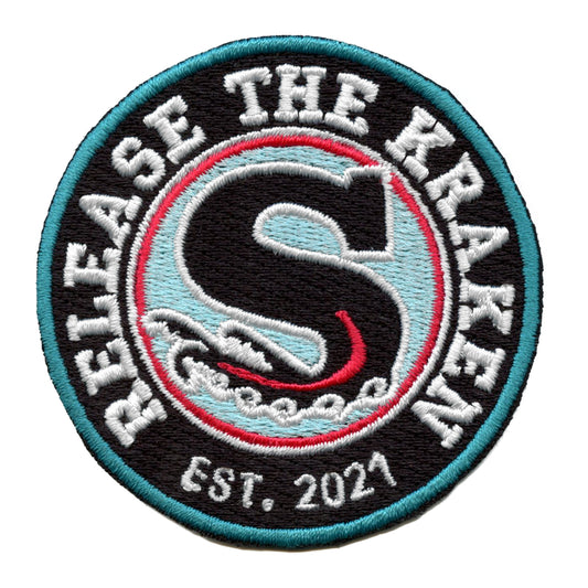 National Emblem 2021 Seattle Kraken Inaugural NHL Season Embroidered Jersey Patch, Blue, 3' Wide x 3.75' Tall