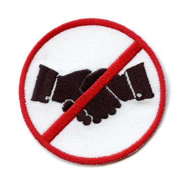No Handshakes Allowed Social Distancing Logo Embroidered Iron On Patch 