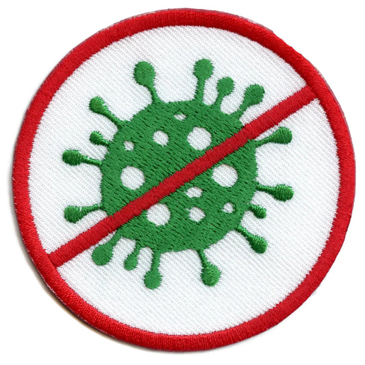No Virus Allowed Sign Iron On Embroidered Patch 