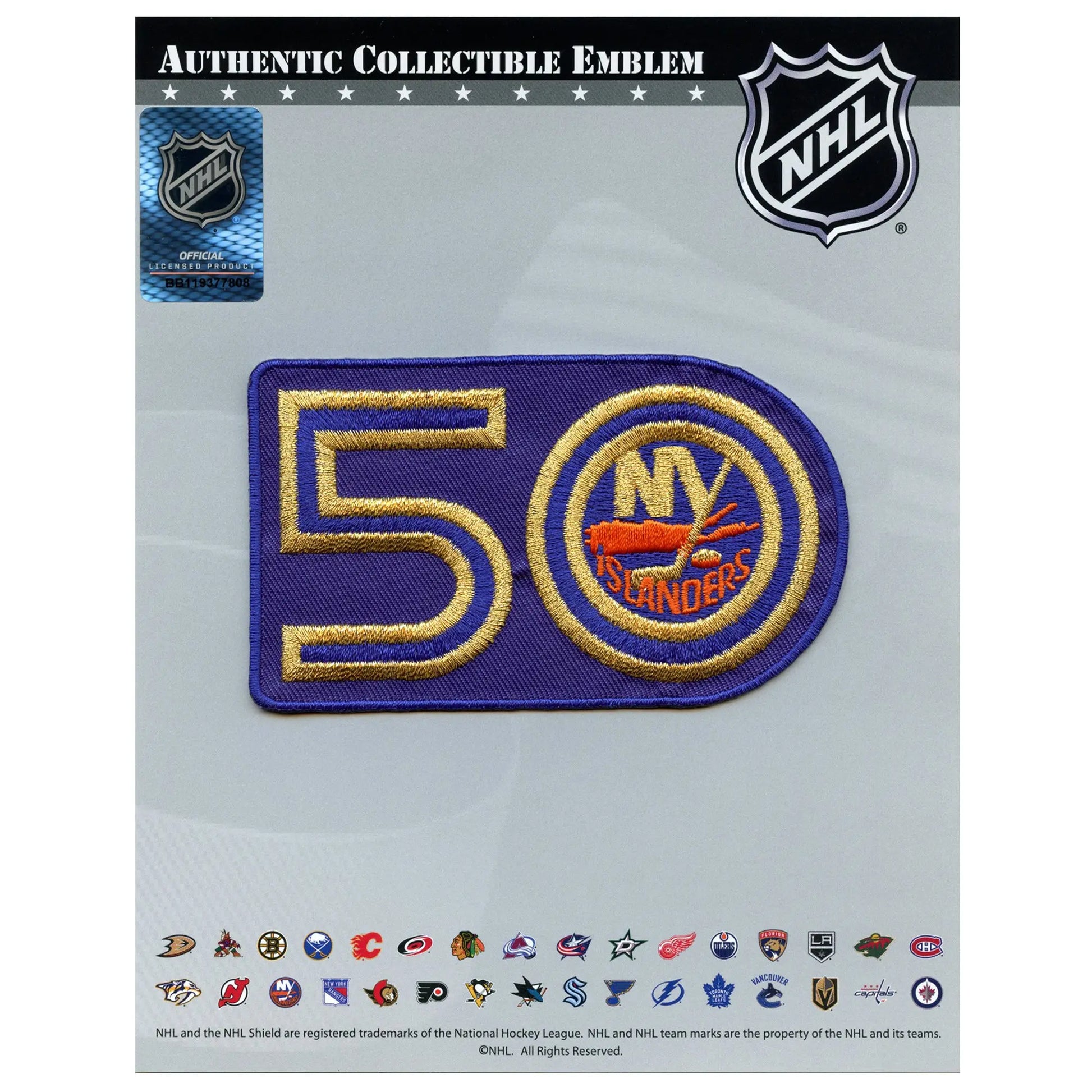 New York Islanders 50th Anniversary Patch - Home Jersey