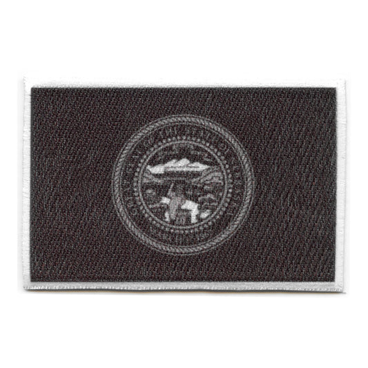 Nebraska Patch State Flag Grayscale Embroidered Iron On 