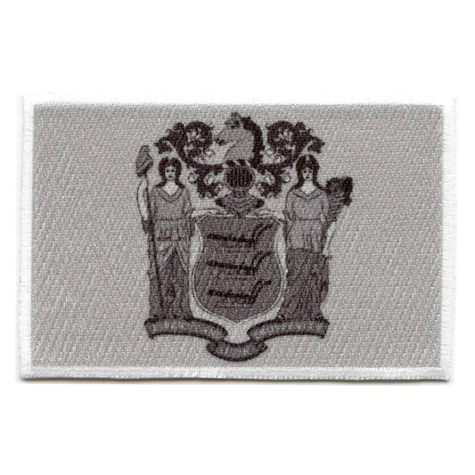 New Jersey Patch State Flag Grayscale Embroidered Iron On 