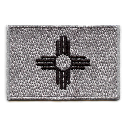 New Mexico Patch State Flag Grayscale Embroidered Iron On 