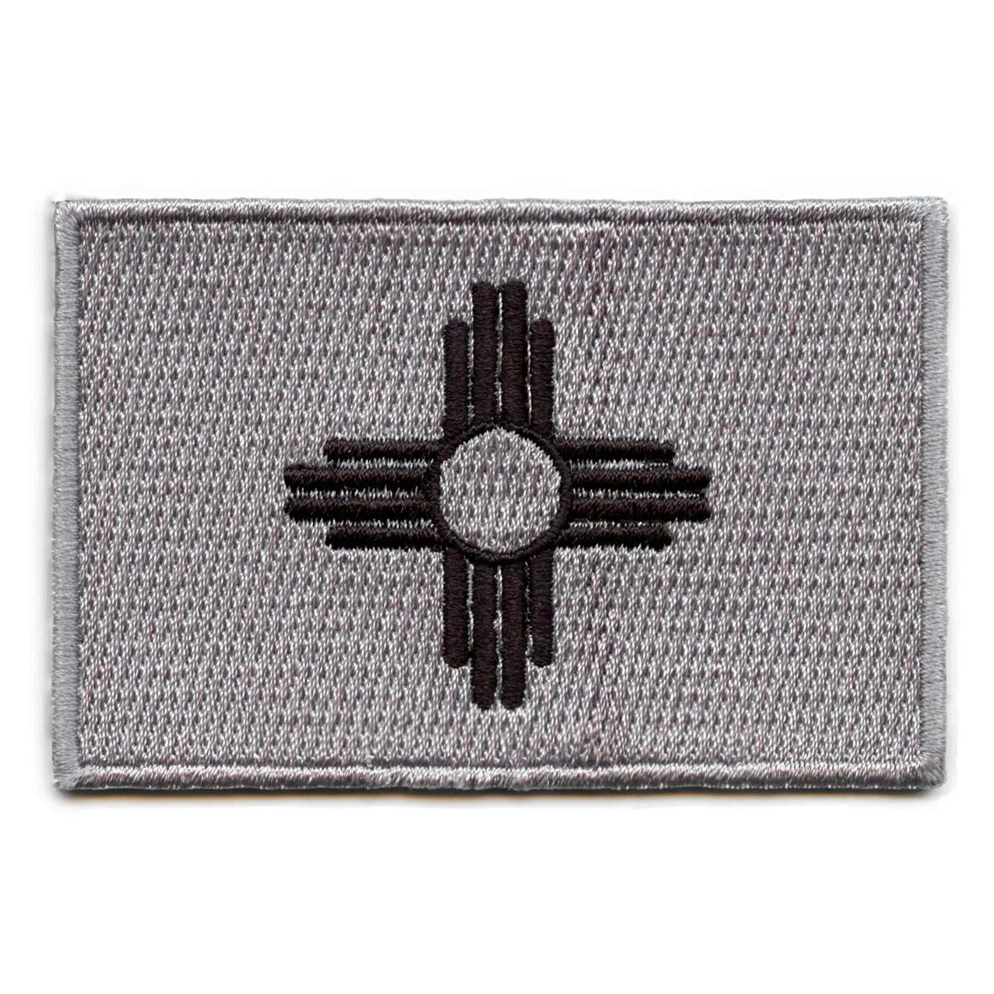 New Mexico Patch State Flag Grayscale Embroidered Iron On 