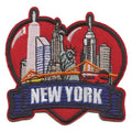 New York Skyline Red Heart Iron On Patch