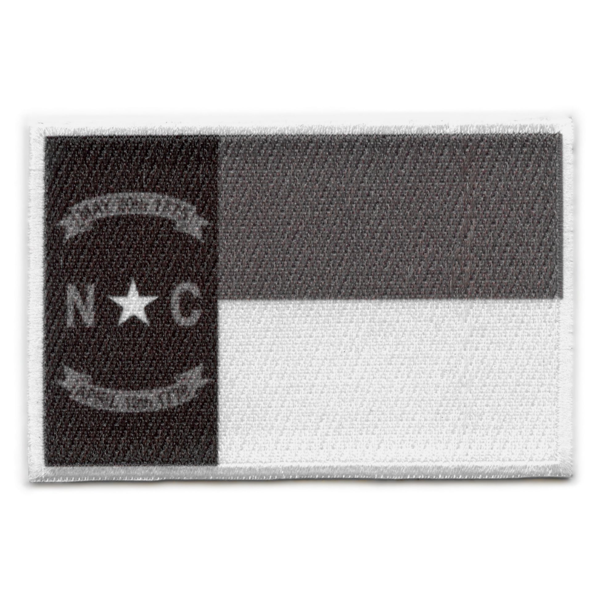 North Carolina Patch State Flag Grayscale Embroidered Iron On 