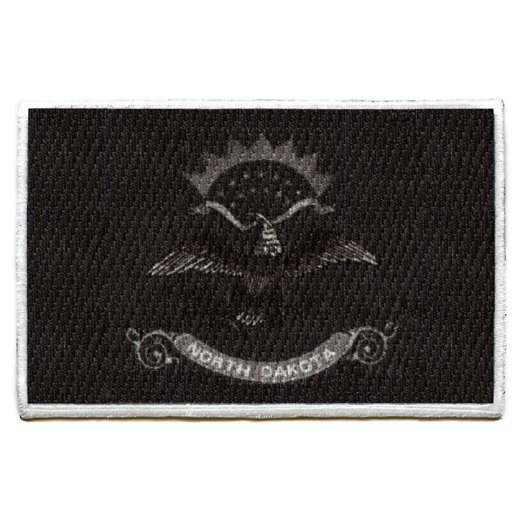 North Dakota Patch State Flag Grayscale Embroidered Iron On 