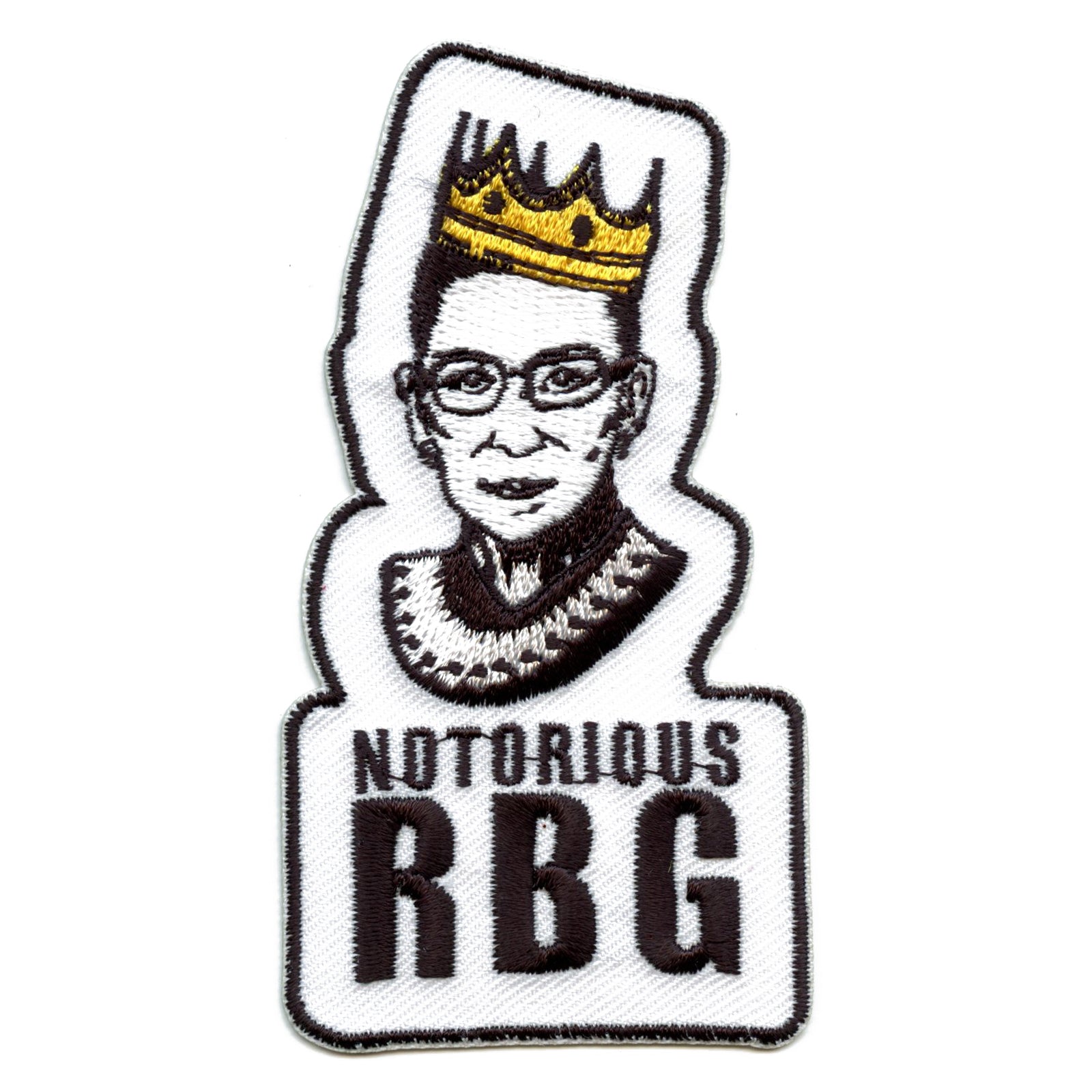 Notorious Ruth Bader Ginsburg Portrait With Crown Embroidered Iron On Patch 
