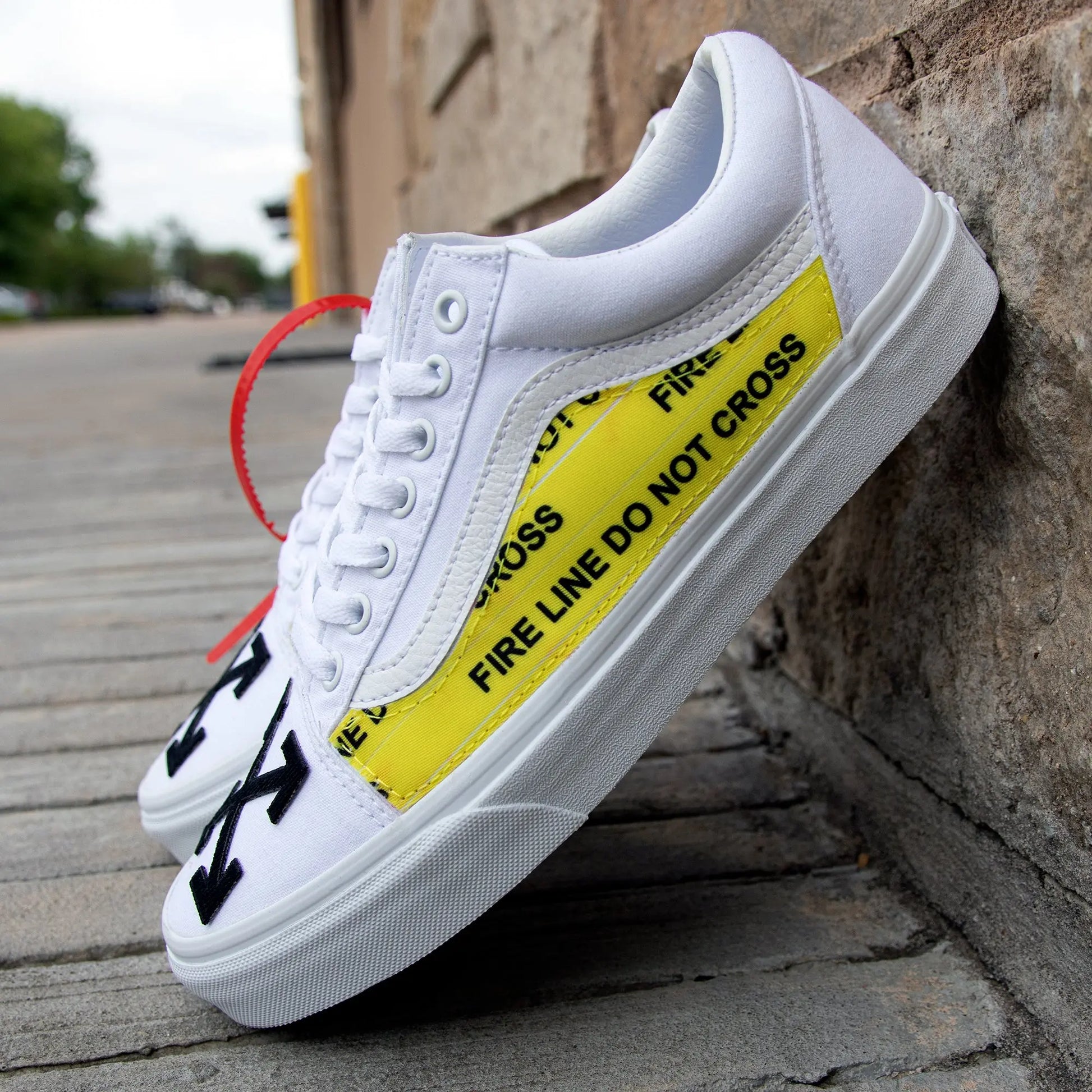 Vans White Old Skool x Authentic GG Fabric Custom Handmade Shoes by Patch Collection Mens 6.5 /Womens 8