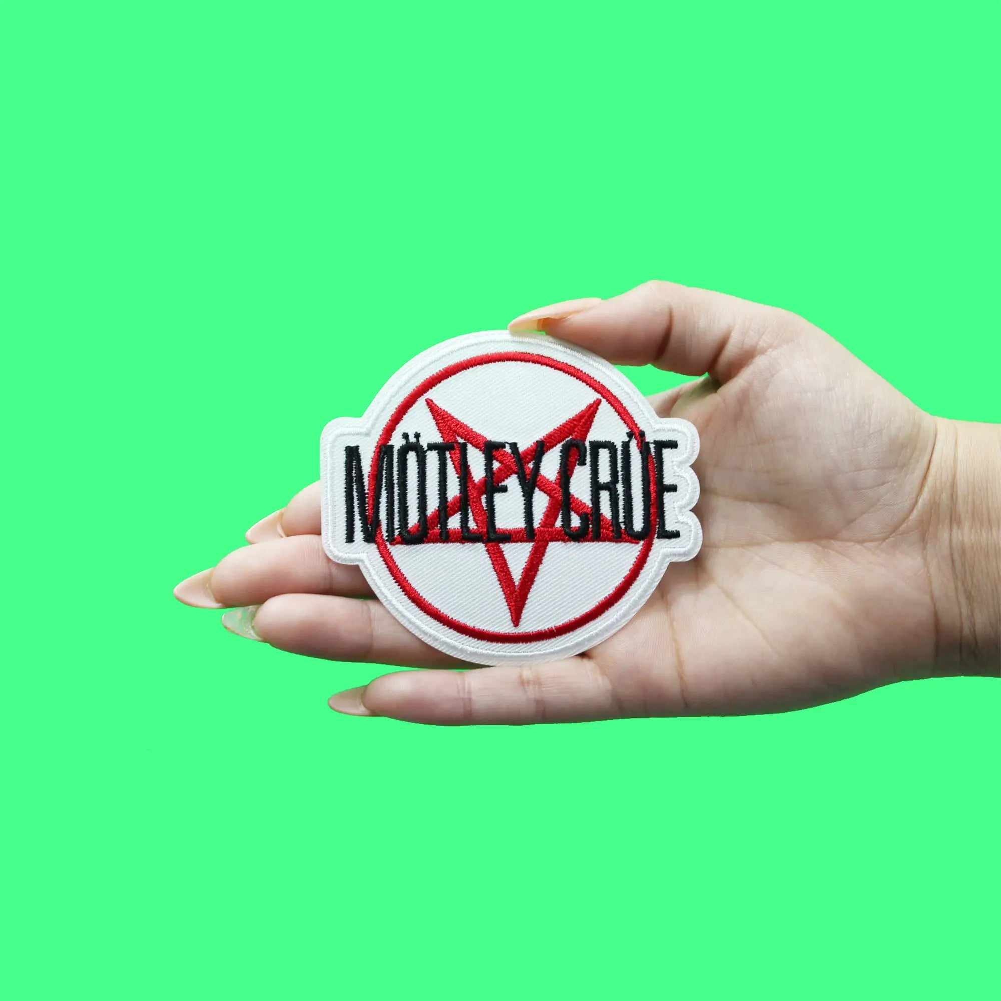 Official Motley Crue Patch Red Pentagram Logo Embroidered Iron On