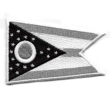 Ohio State Flag Patch Grayscale Embroidered Iron On 