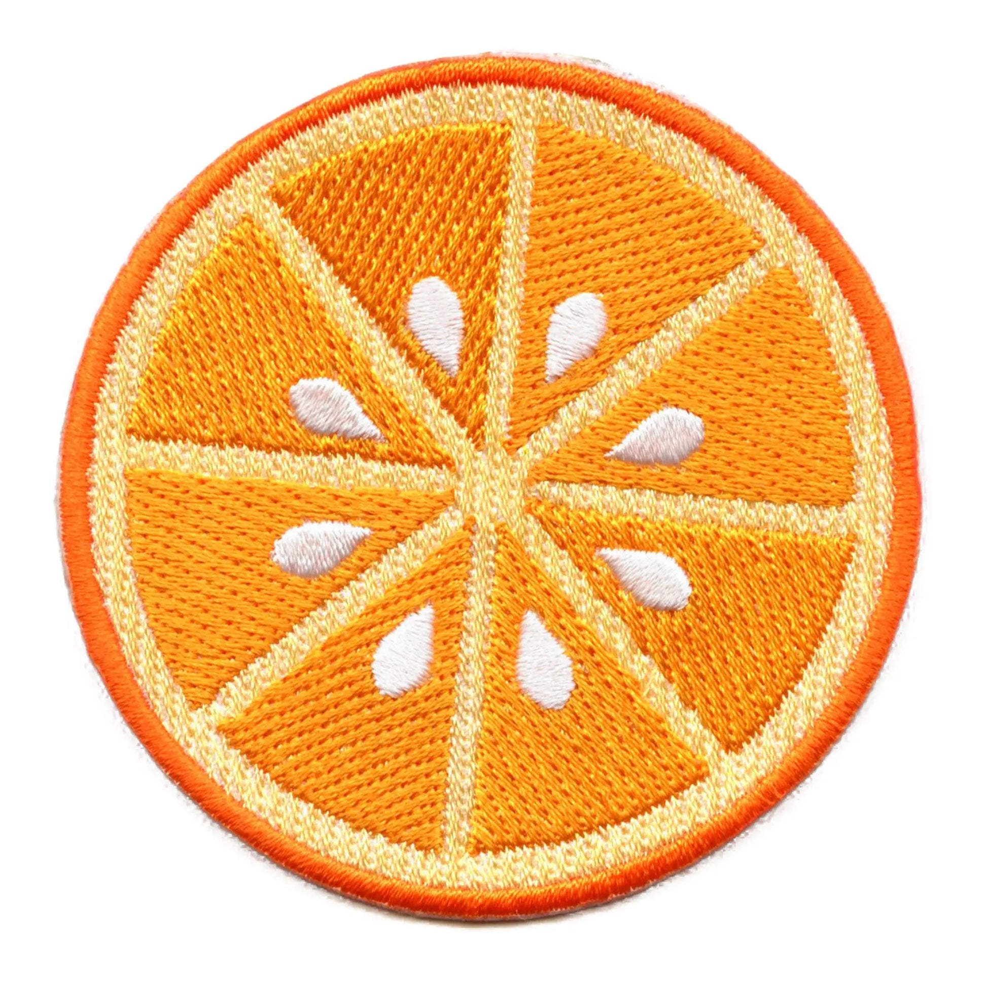 Orange Slice Round Patch Fresh Cut Citrus Embroidered Iron On 