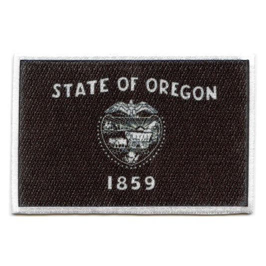 Oregon Patch State Flag Grayscale Embroidered Iron On 
