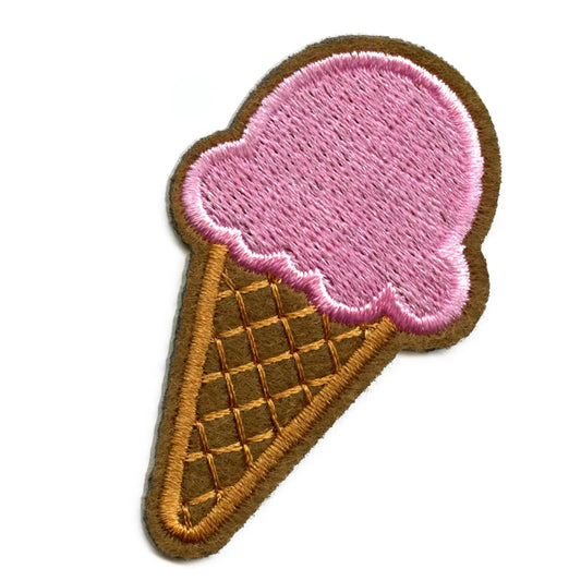 Cute Pink Ice Cream Cone Iron On Patch 