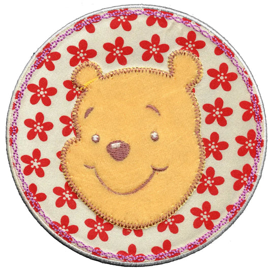 Disney Winnie The Pooh In A Flower Circle Applique Embroidered Iron On Patch 