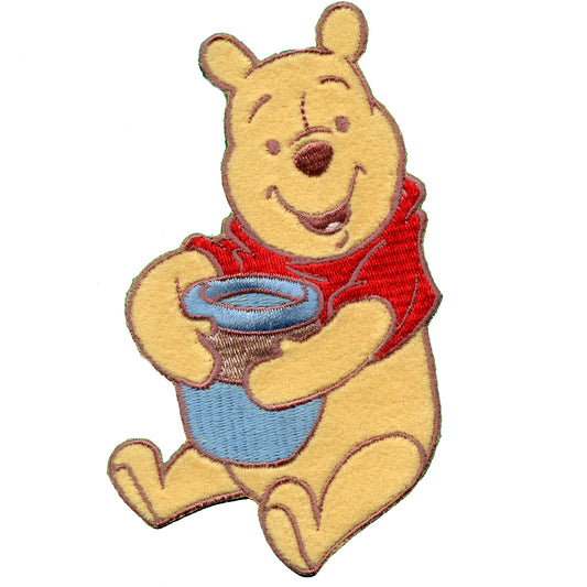 Disney Winnie The Pooh With A Honey Pot Embroidered Applique Iron On Patch 