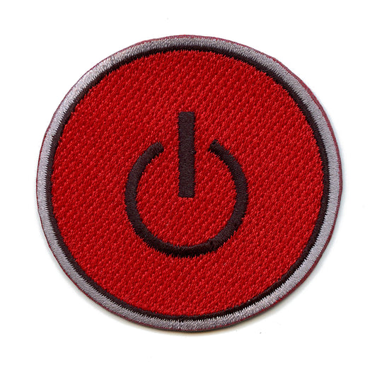 Power Button Emoji Embroidered Iron On Patch 