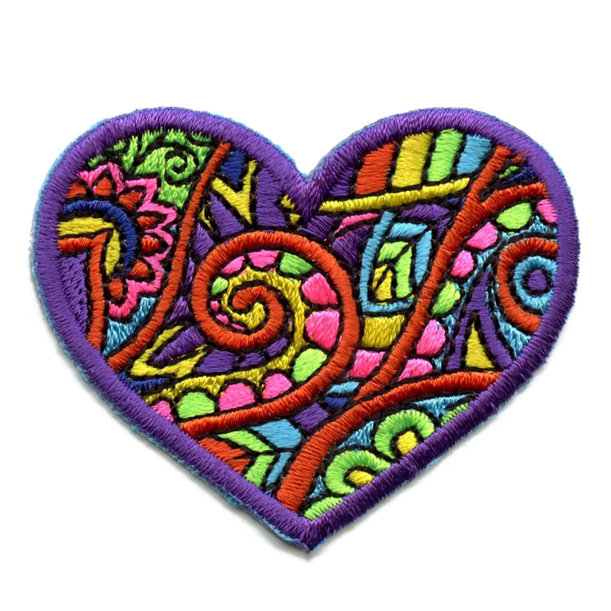 Groovy Paisley Heart Patch Embroidered Iron On 