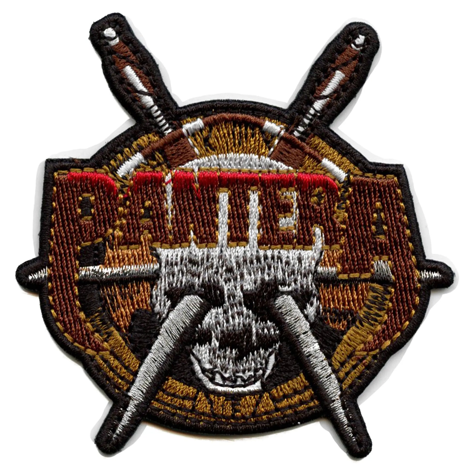 Pantera Skull Knives Patch Round Heavy Metal Embroidered Iron On