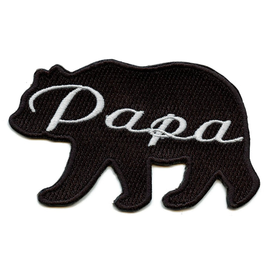 Papa Bear Patch Family Silhouette Embroidered Iron On 