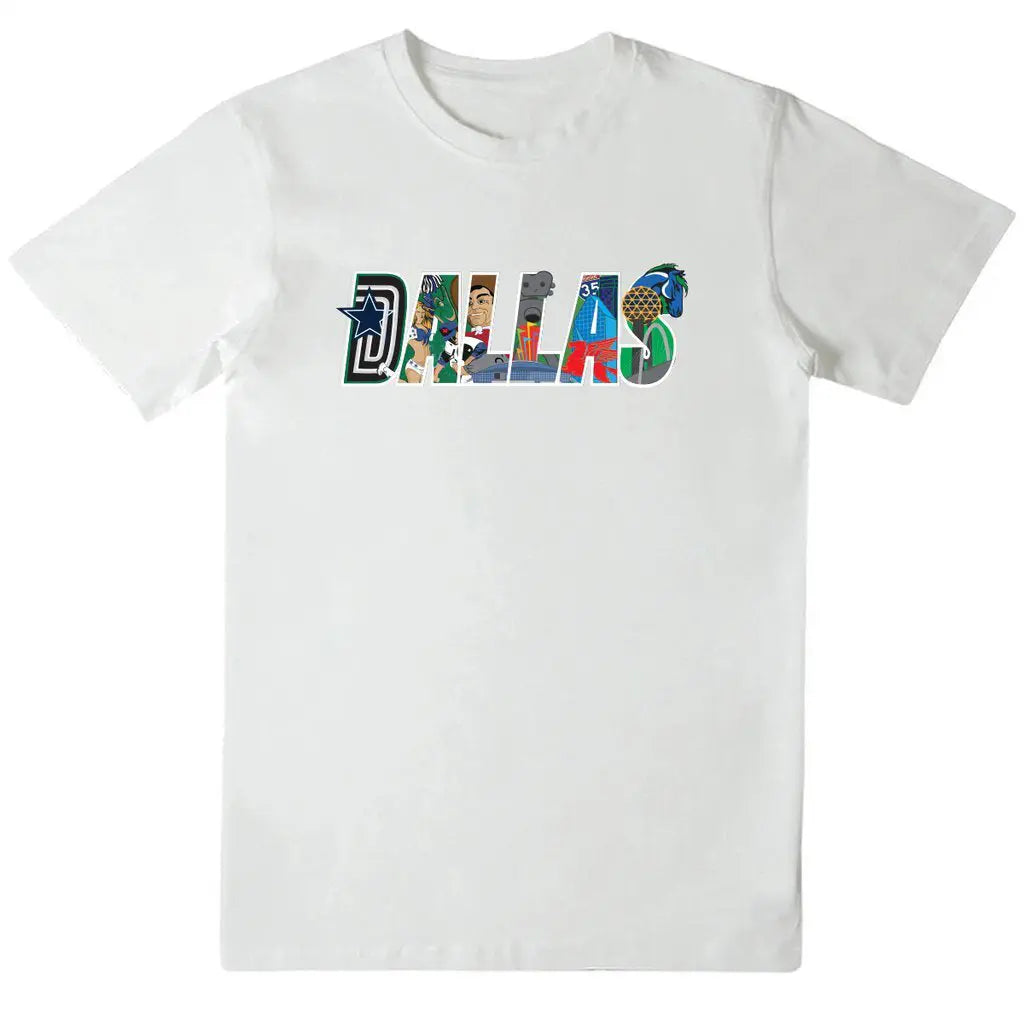 Patch Collection's Dallas Texas Iconic Collage Unisex Crewneck T-Shirt 