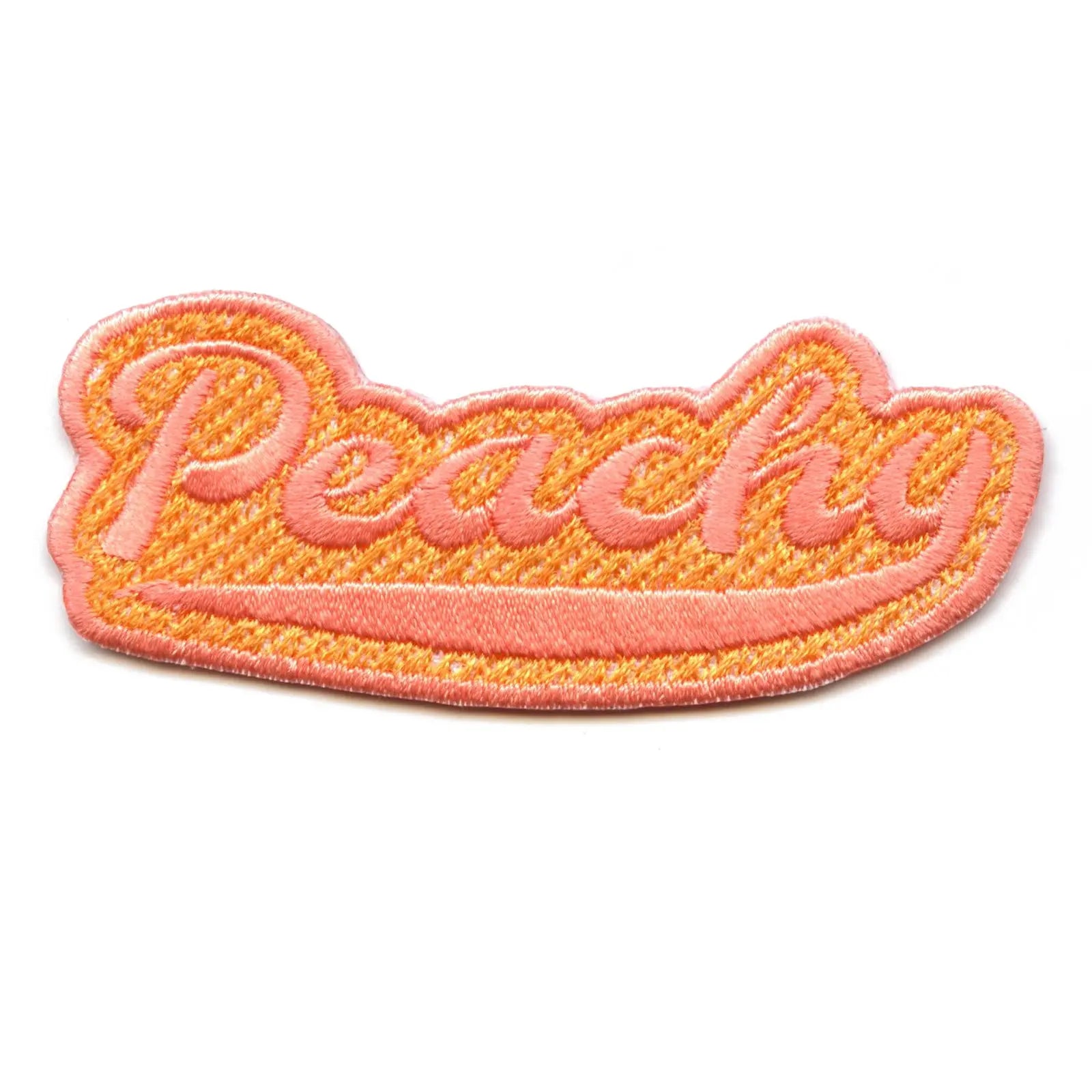 Peachy Script Embroidered Iron On Patch 