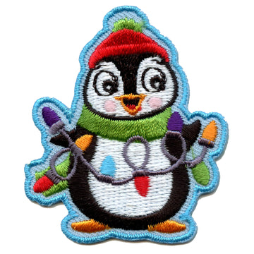 Festive Christmas Penguin Embroidered Iron On Patch 