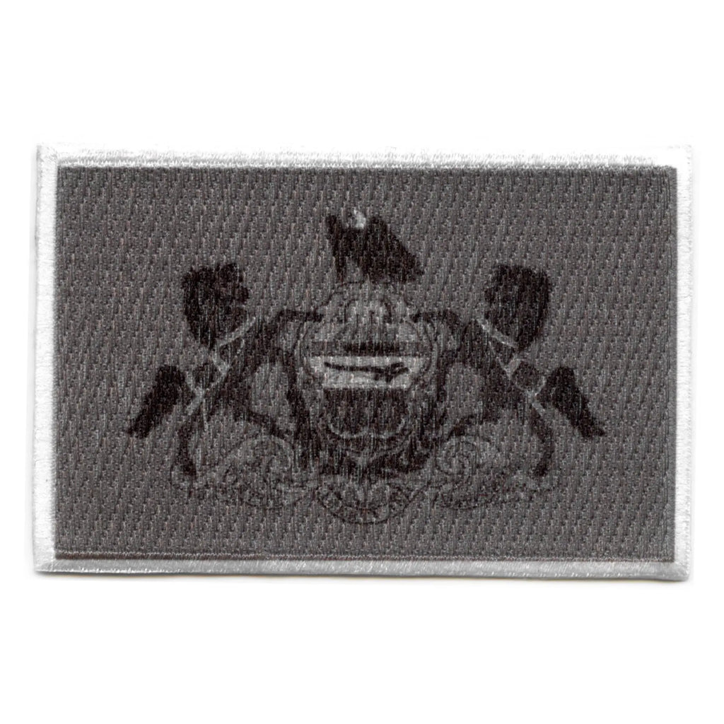 Pennsylvania Patch State Flag Grayscale Embroidered Iron On 